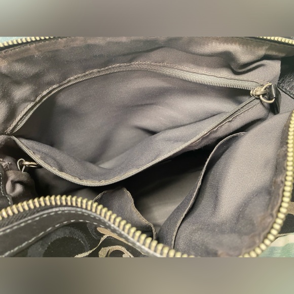 FINAL PRICE 💚Coach Chelsea Optic Signature Large Hobo Shoulder Bag Black/Grey - Picture 3 of 11